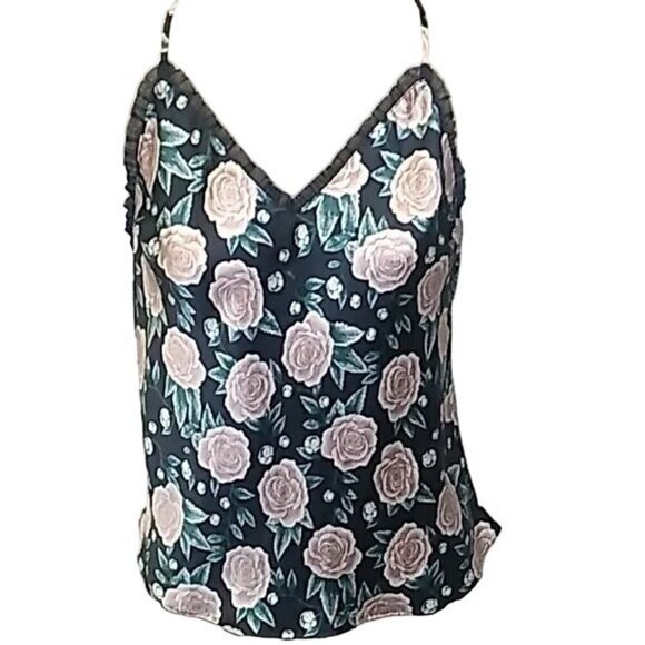 Victoria's Secret Tops - Victoria's Secret Black Floral Satin Camisole